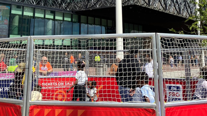 Pop-up hockey pitch in Birmingham city centre